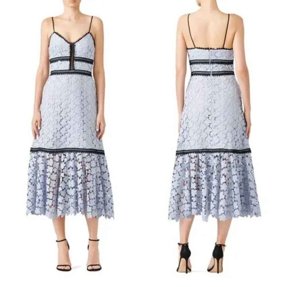 Jill Stuart Elegant Lace Midi Dress in Light Blue